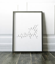 Load image into Gallery viewer, Oxytocin Molecule print, Love Hormone, Molecule Poster, Wall Print, Black White, Mom Gift - prints-actually