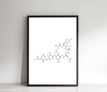 Load image into Gallery viewer, Oxytocin Molecule print, Love Hormone, Molecule Poster, Wall Print, Black White, Mom Gift - prints-actually