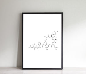 Oxytocin Molecule print, Love Hormone, Molecule Poster, Wall Print, Black White, Mom Gift - prints-actually