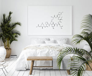 Oxytocin Molecule print, Love Hormone, Molecule Poster, horizontal Wall Print - prints-actually
