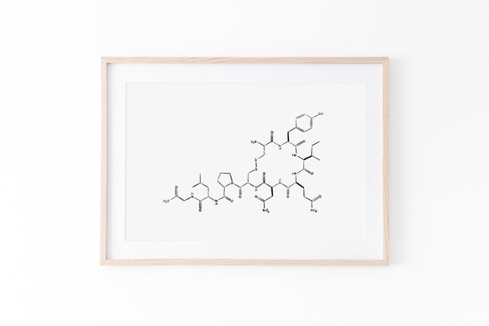 Oxytocin Molecule print, Love Hormone, Molecule Poster, horizontal Wall Print - prints-actually