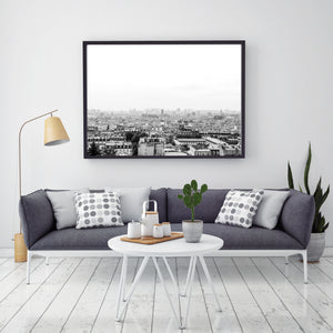 Paris skyline print, black and white printable wall art - prints-actually