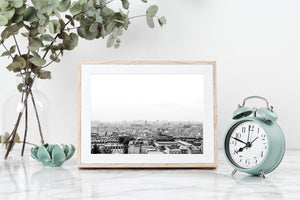 Paris skyline print, black and white printable wall art - prints-actually
