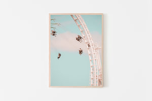 Swing ride print, swing carousel, theme park japan wall art