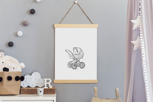 Load image into Gallery viewer, תמונת קיר לחדר ילדים עם ציור של עגלת תינוק, פרינט להדפסה