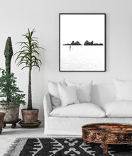 Load image into Gallery viewer, Rocky beach print, Wall Art, France Landscape poster, black and white