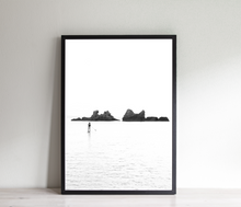 Load image into Gallery viewer, Rocky beach print, Wall Art, France Landscape poster, black and white