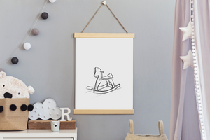 תמונת קיר לחדר ילדים עם ציור של כסא נדנדה, פרינט להדפסה