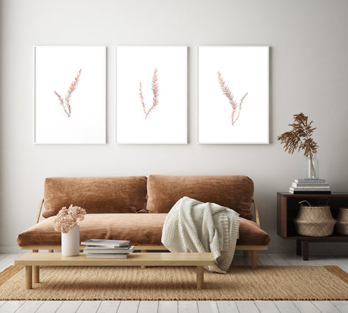 Set of 3 branches wall art, brown and white print, printable modern prints - prints-actually
