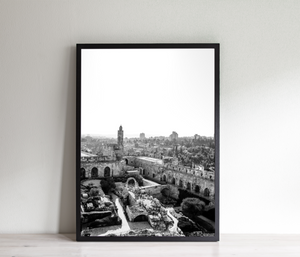 תמונה לקיר של מגדל דוד בירושלים בשחור לבן, פרינט להדפסה