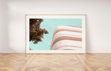 Load image into Gallery viewer, Tel Aviv print, blush pink teal bauhaus building print, printable wall art