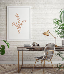 Botanical print, minimalist wall prints, blush watercolor painting branches and leaves