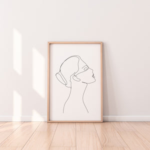תמונה לקיר עם ציור של אישה בקו אחד, פרינט להדפסה