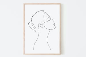 Abstract One-line Feminine Face Printable Minimalist Woman 
