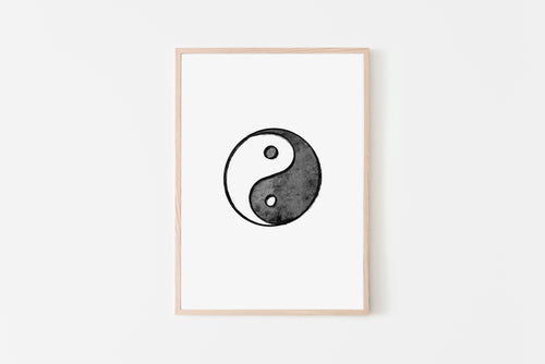 Yin Yang print, spiritual prints, black white balance, meditation Illustration poster, zen, yoga studio decor, Printable wall art, digital