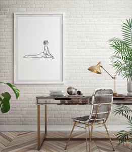 Yoga Pose Print, Woman Prints, Black and White, Line Drawing Art, Vinyasa, Half Pigeon, Poster, Yoga Studio Decor, Printable Wall Art Minimalist